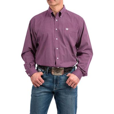 Cinch Men's Purple and White Geometric Print Shirt