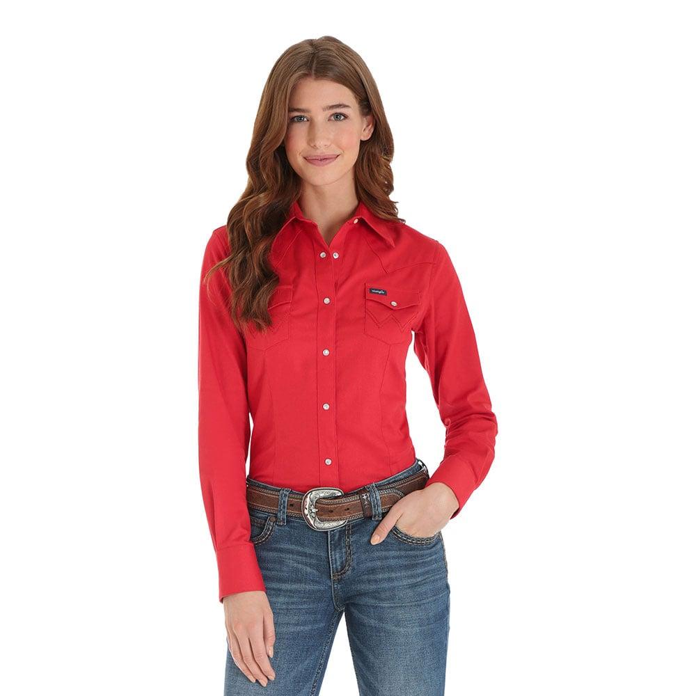 red button shirt womens