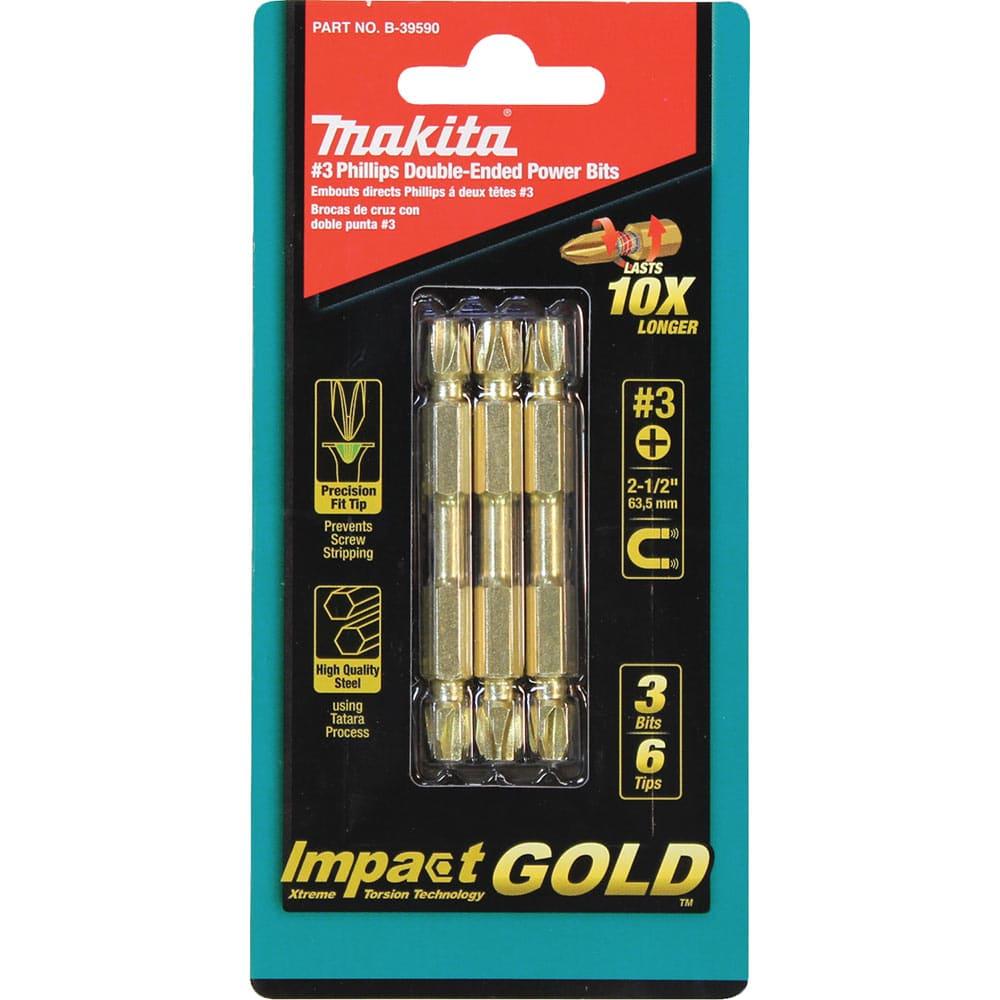 6 2 x 3pk Details about    NEW Makita Impact Gold Double-End Power Bit #3 Phillips B-34992 
