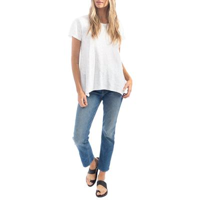 Dylan Women's Basic Slanted White T-Shirt