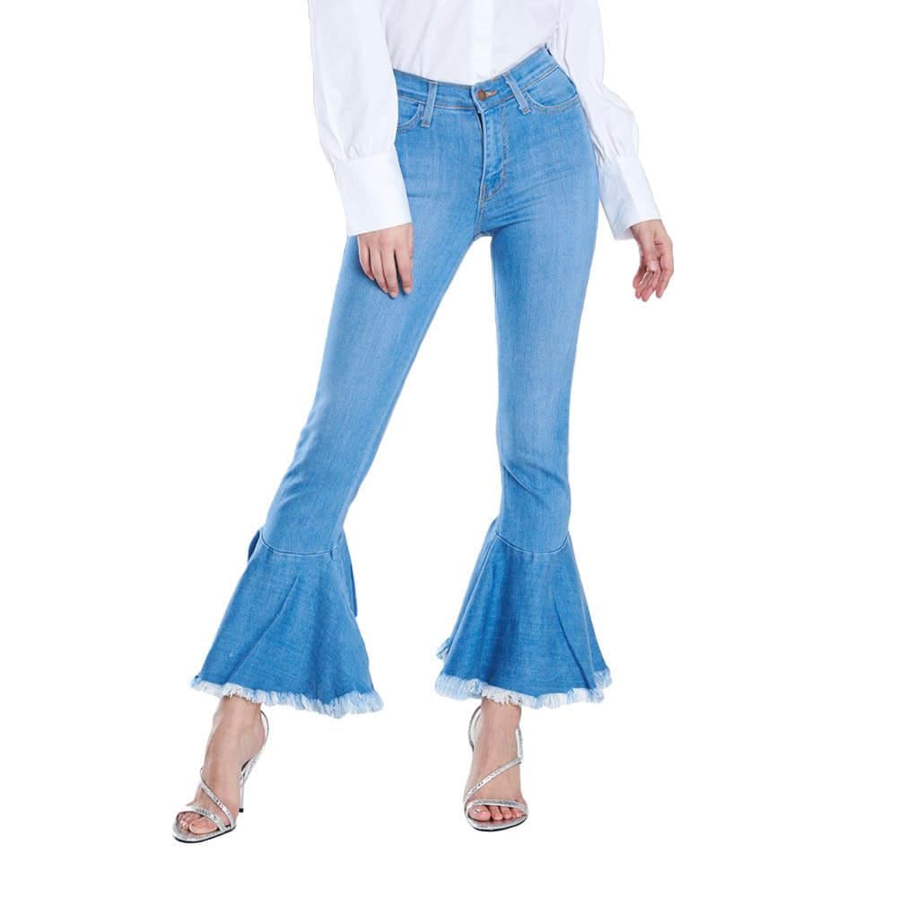 Vibrant MIU Women's Ruffle Flare Jeans