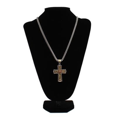 Men's Gold Engraved Cross Necklace