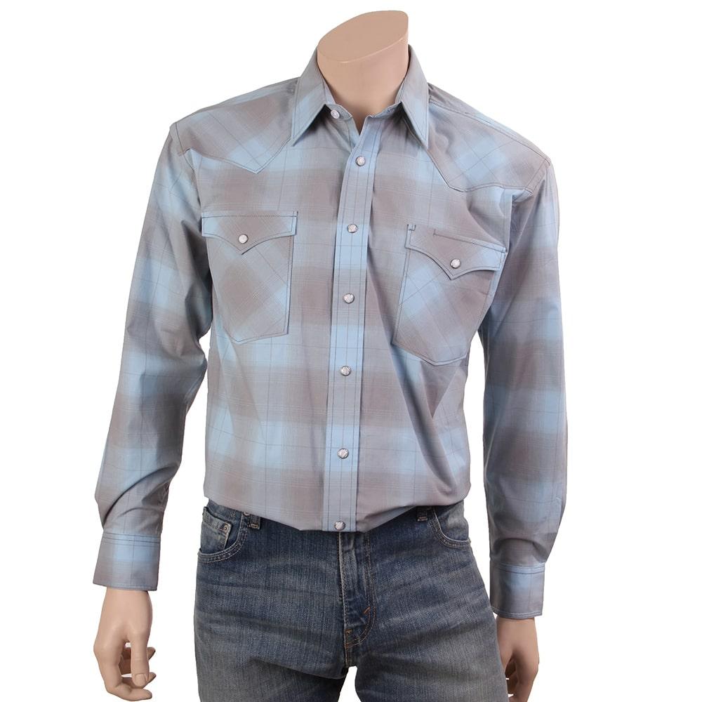 Panhandle Men's Blue Checkered Snap Shirt