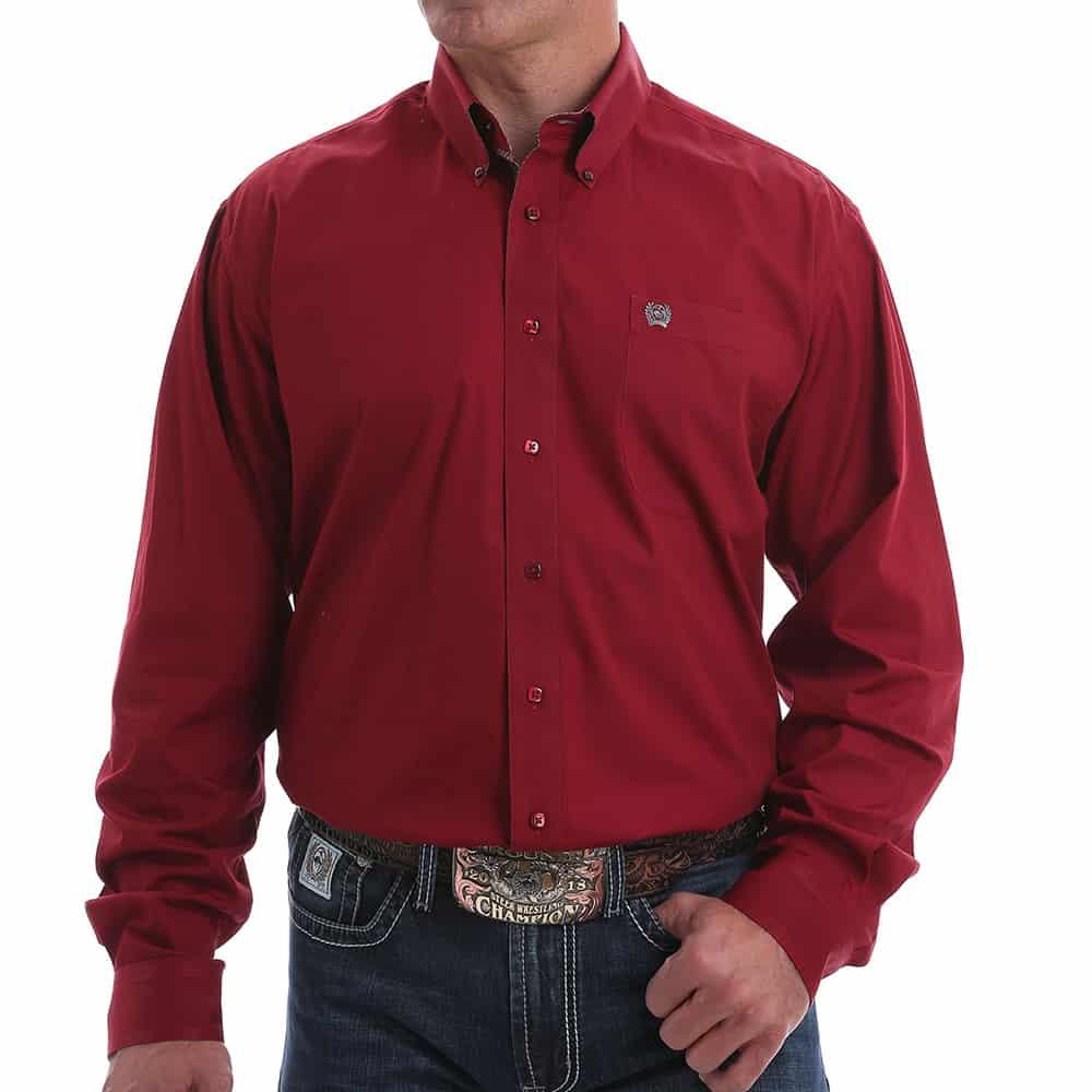 Cinch Men's Ruby Red Square Button Down Shirt