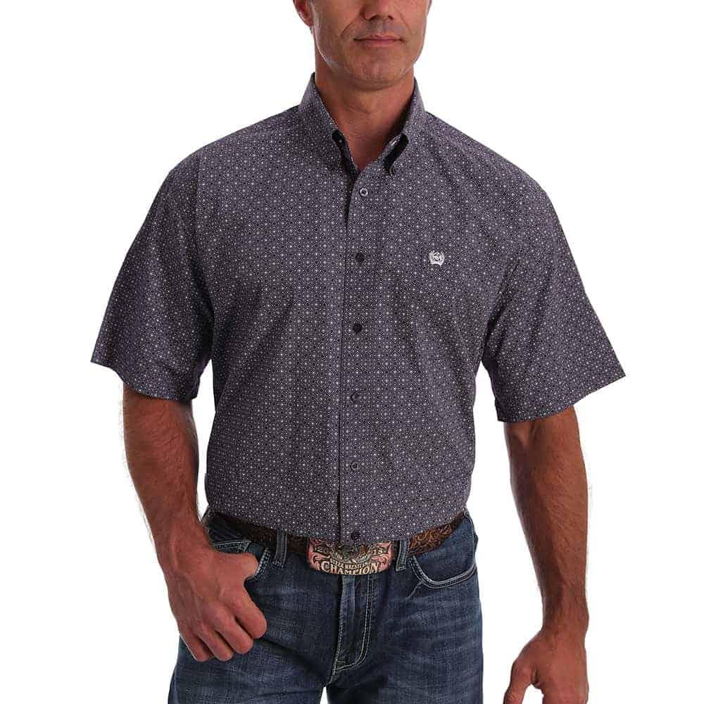 Cinch Men's Printed Purple Cotton Button Down Shirt