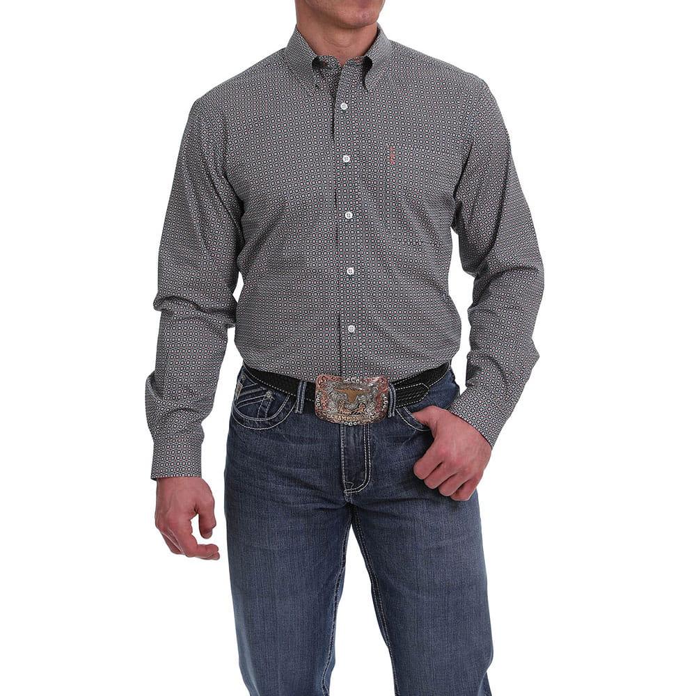 Cinch Men's Long Sleeve Navy Print Modern Fit Shirt
