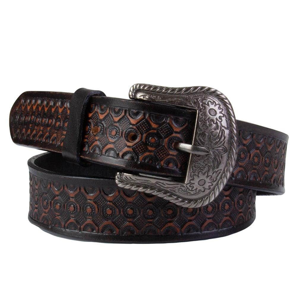 Gedachte Onbepaald enz C3 Men's Dark Brown Stamped Leather Belt