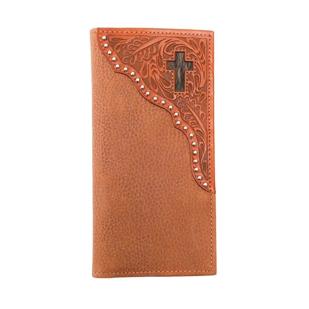 Long Brown Leather Hair on Hide Rodeo Checkbook Wallet 