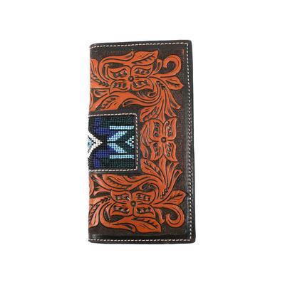 Twisted X Tooled Leather Blue Beaded Wallet