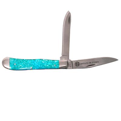 Blue Green Color Morph Trapper Knife 