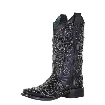 Corrall Women's Black And Bone Inlay Western Boots