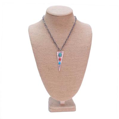 Women's Multi Stone Triangle Necklace