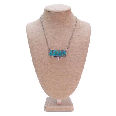 Women's Sterling Silver Longhorn and Turquoise Bar Necklace