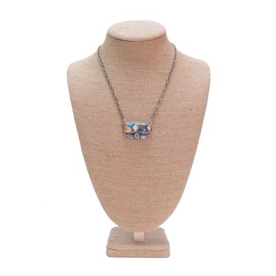 Women's Sterling Silver Turquoise Oyster Bar Necklace