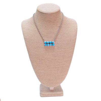 Women's Sterling Silver Turquoise Stone Bar Necklace