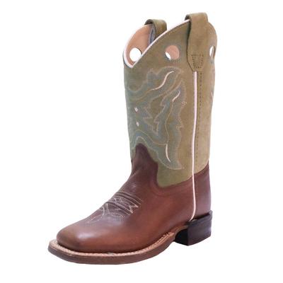 Old West Youth Green and Brown Western Boots