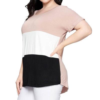 Yelete Women's Plus Size Colorblock Top