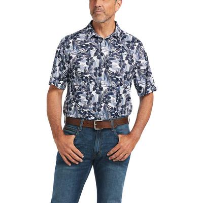 Ariat Men's White Tropical All Over Print Polo