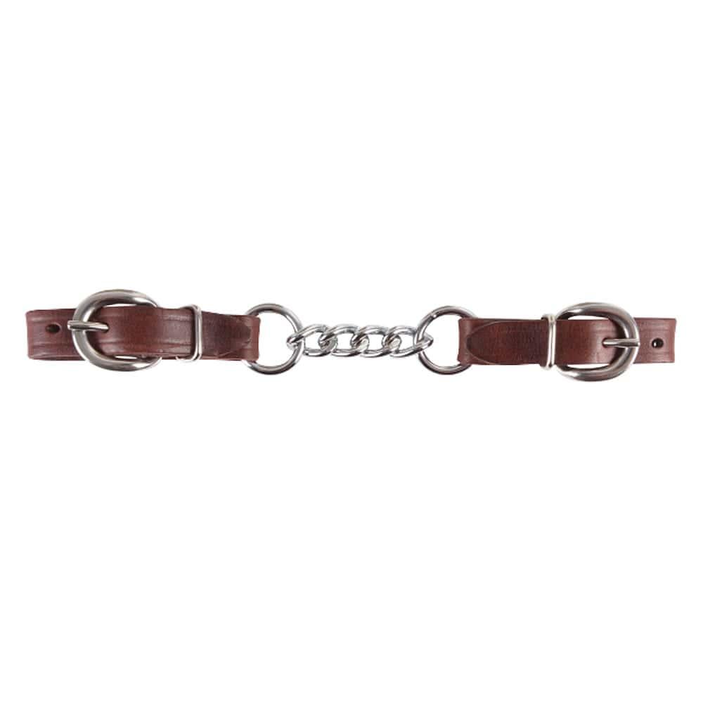 Showman CURB CHAIN Horse Size Leather Curb with Double Chain Adusts 7.5" 9.5" 