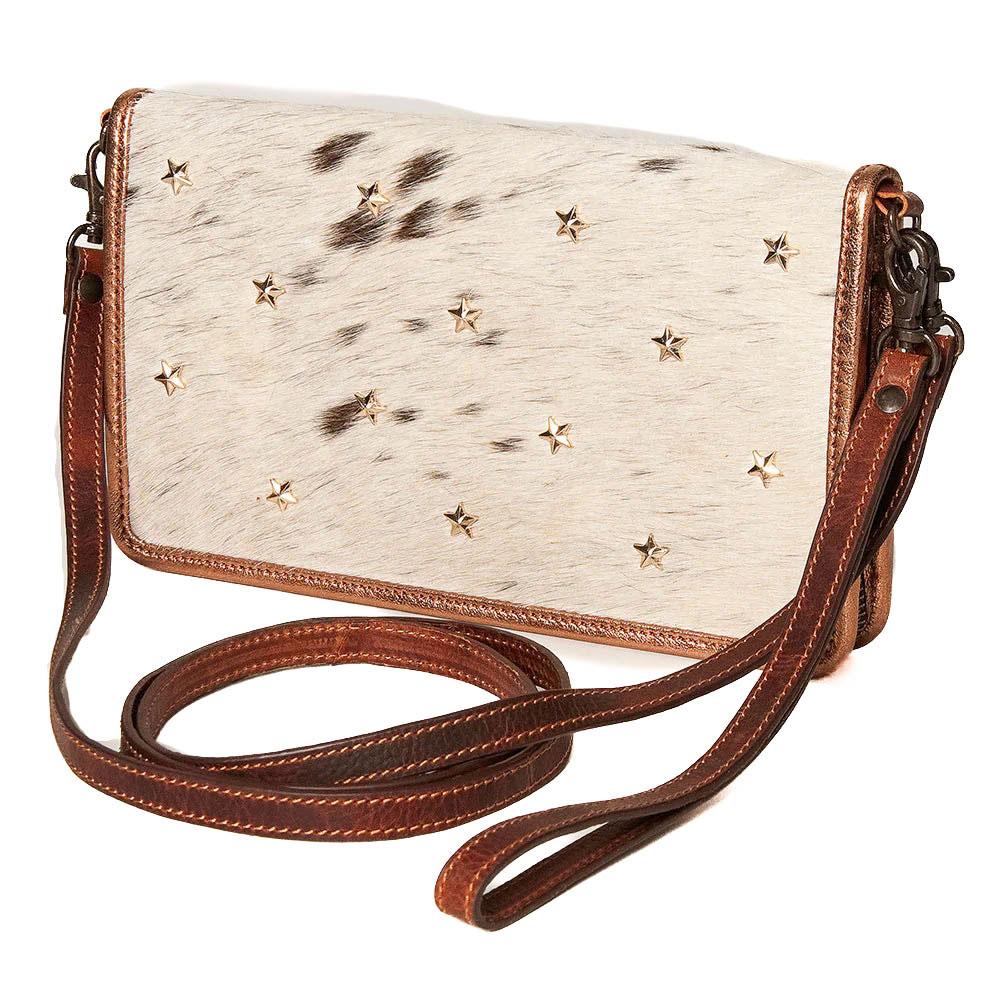 Cowhide Crossbody Purse Handbag Wallet Brown Cow Hide Leather Western Gifts