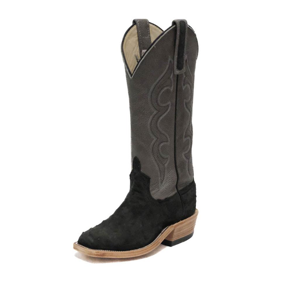 Black Suede Square Toe Western Boots