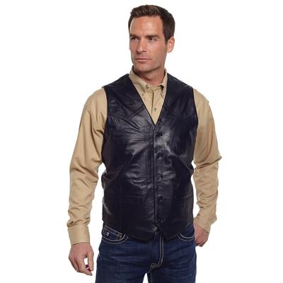 Cripple Creek Basic Button Front Leather Vest in Black 
