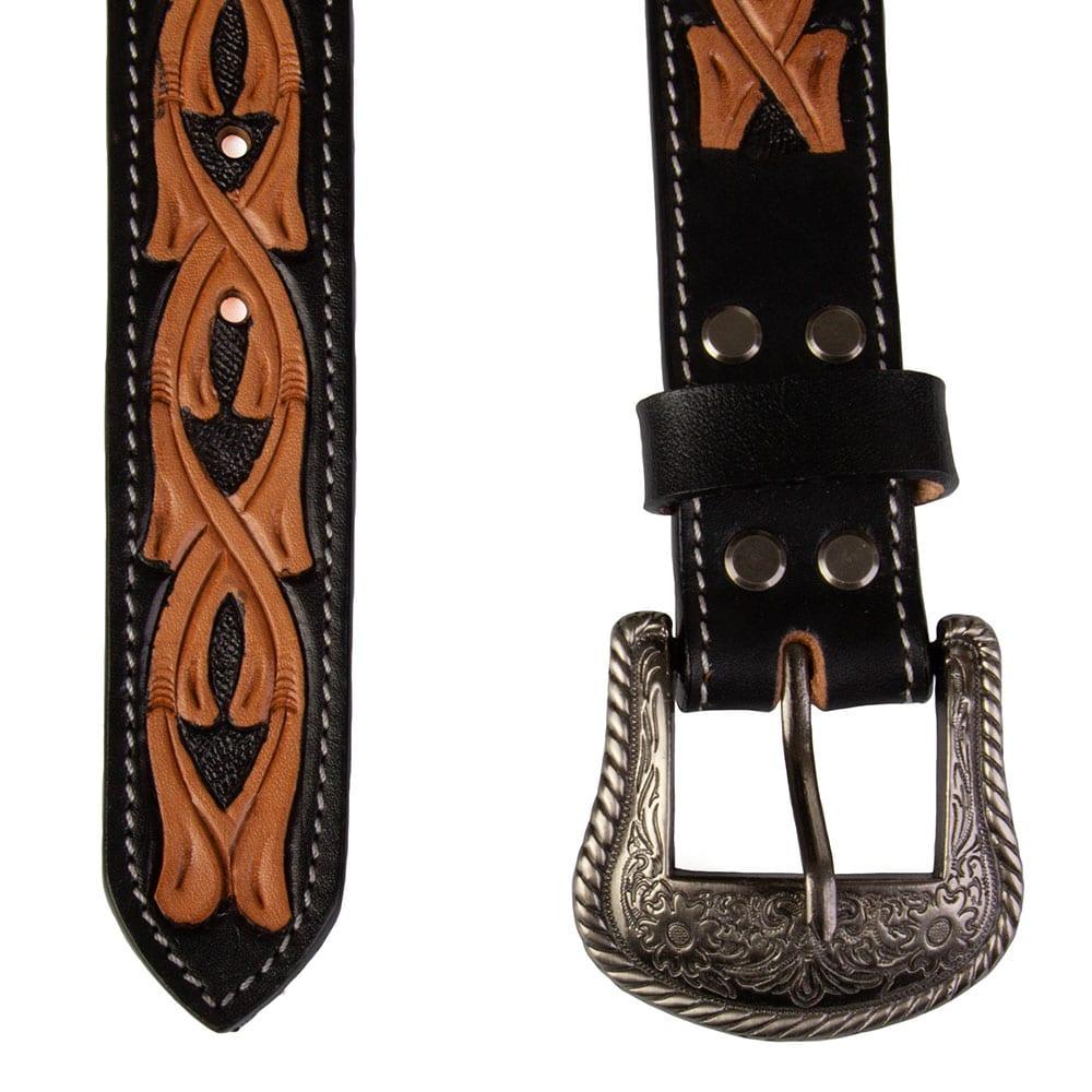 Western Tooled Genuine Leather Belt 1-1/2 wide New Black Brown Tan Jefferson